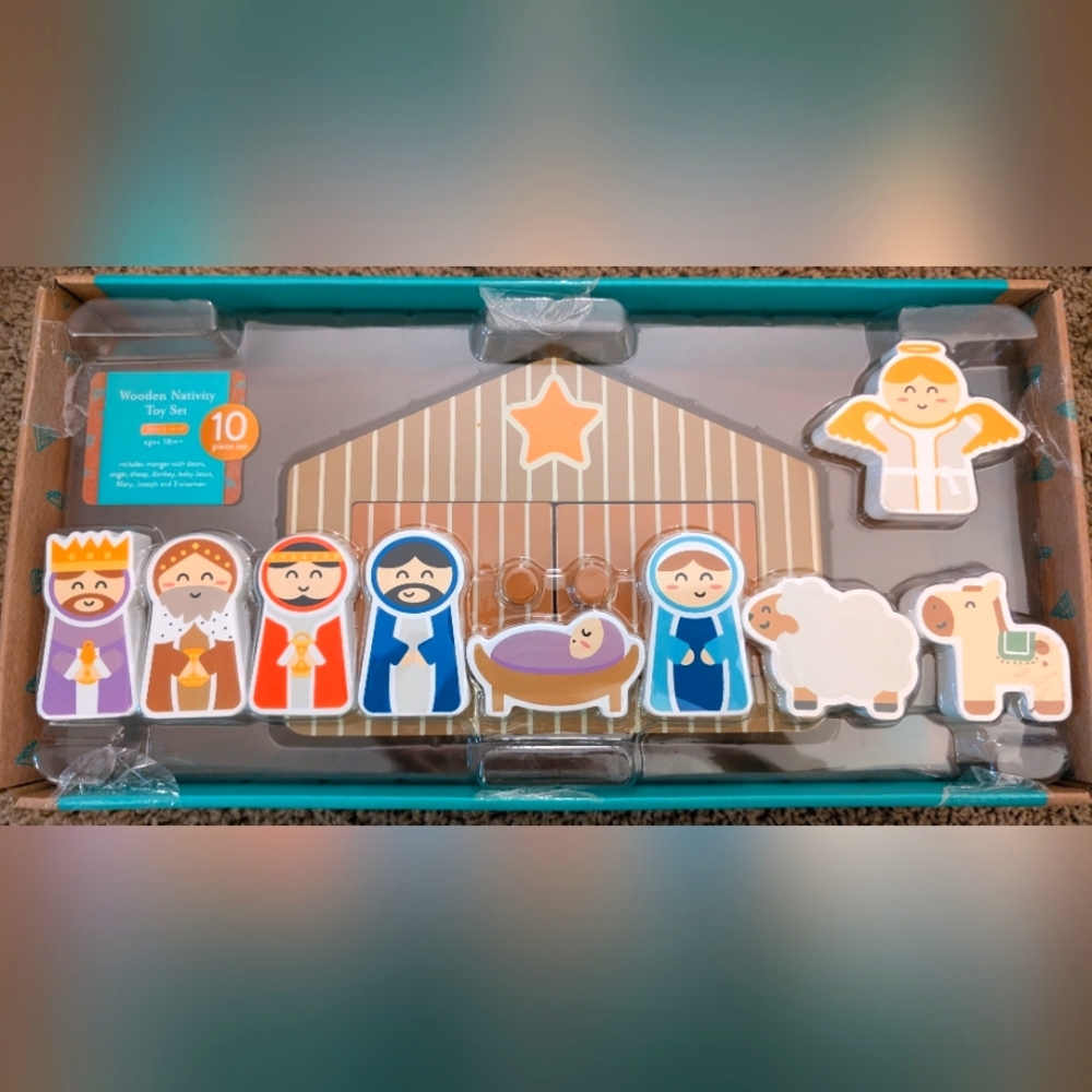 Kate & Milo 10pc kids wooden nativity toy play set, brand NEW